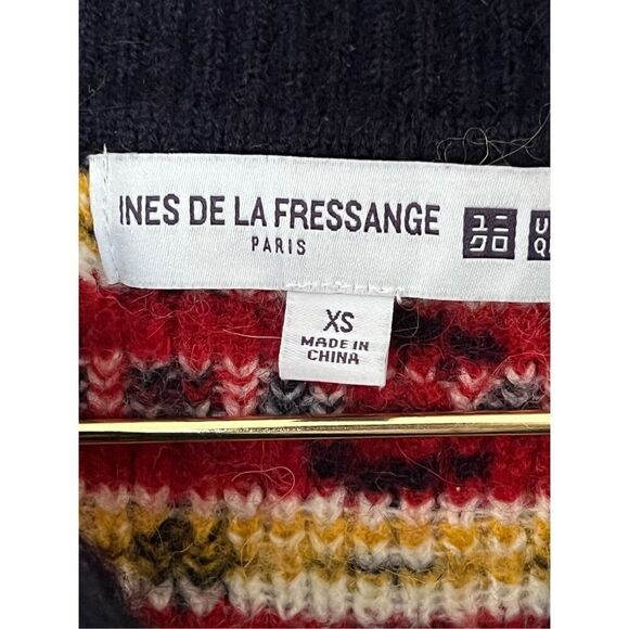 Uniqlo Ines de la Fressange Women's Jacquard Wool Alpaca Double Knit Cardigan XS - Picture 7 of 8